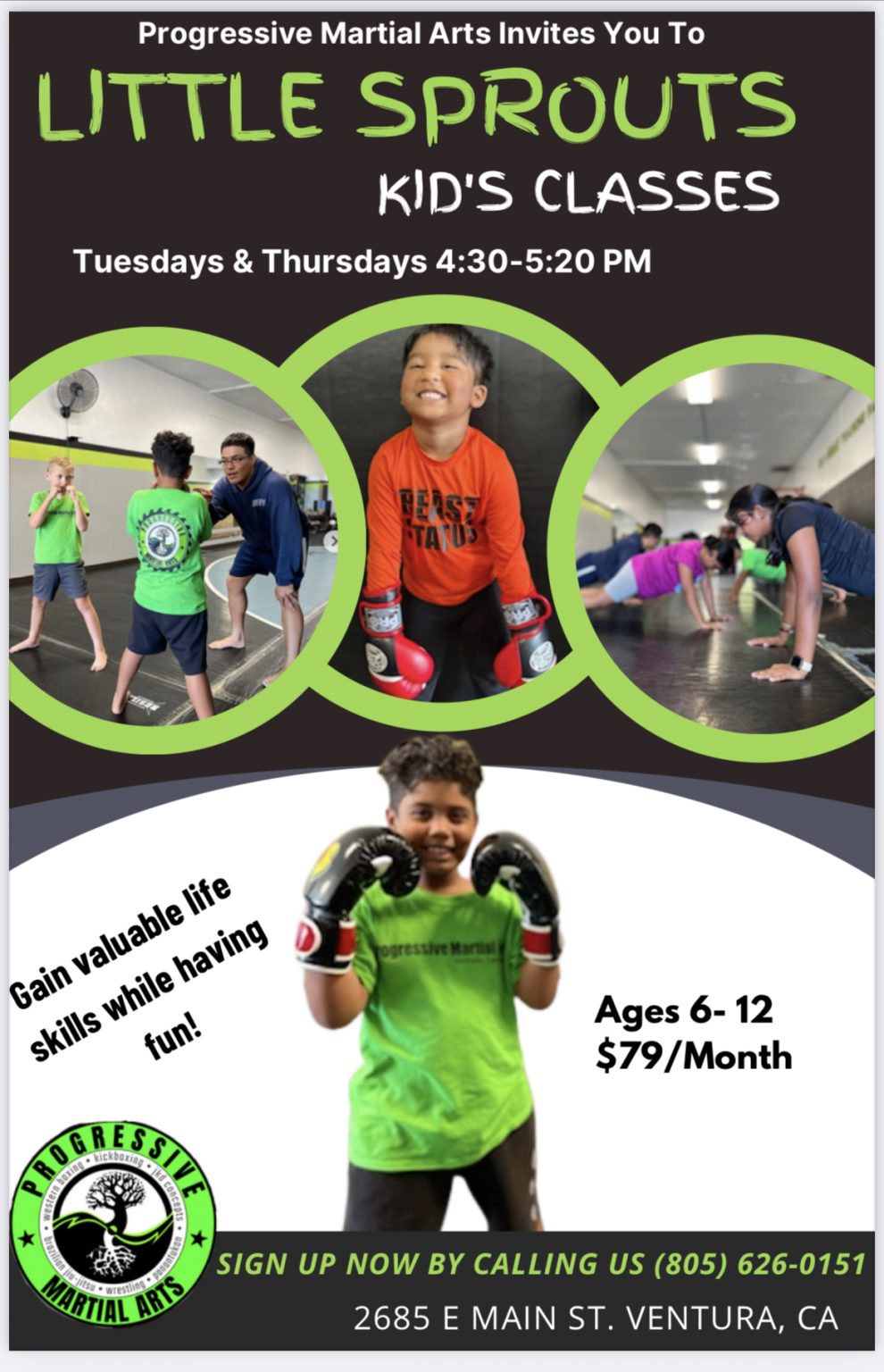 Little Sprouts kids classes Progressive Martial Arts Ventura